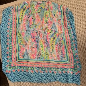 Lilly Pulitzer Multicolor Floral & Geometric Swim Coverup - Aqua, Pink, Yellow